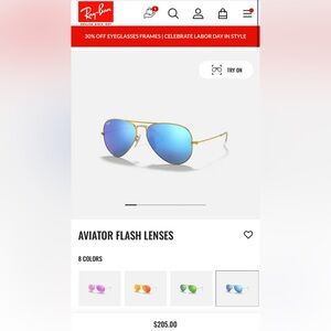 Ray Ban Aviator Flash Lenses, Blue